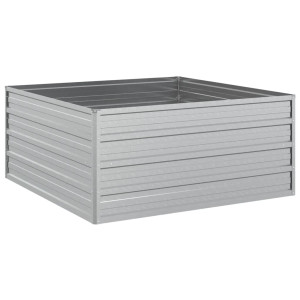Arriate de acero galvanizado plateado 100x100x45 cm H