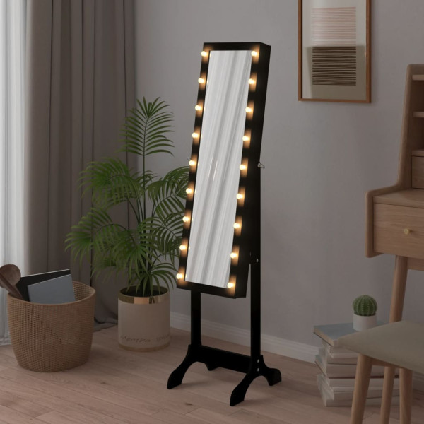 Espejo de pie con LED negro 34x37x146 cm M 3