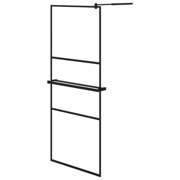 Divisória chuveiro c/prateleira 80x195 vidro/alumínio ESG preto M 2