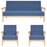 3 pcs conjunto de sofás tecido azul 1