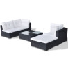 5 pcs conjunto lounge de jardim c/ almofadões vime PE preto 5
