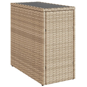 Mesa auxiliar jardín tapa vidrio ratán PE beige 58x27.5x55 cm H