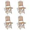 Cadeiras de exterior dobráveis bambu 4 pcs 1