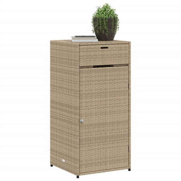 Armario de almacenaje de jardín ratán PE beige 55x55x111 cm M 4