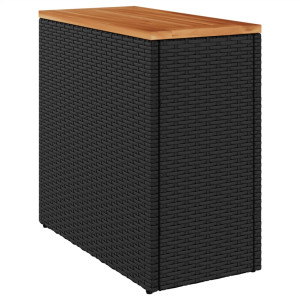 Mesa auxiliar jardín tapa madera ratán PE negro 58x27.5x55 cm H