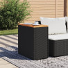 Mesa apoio jardim c/ tampo madeira 58x27.5x55 cm vime PE preto 3