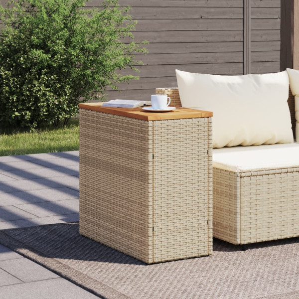 Mesa auxiliar jardín tapa madera ratán PE beige 58x27.5x55 cm M 3