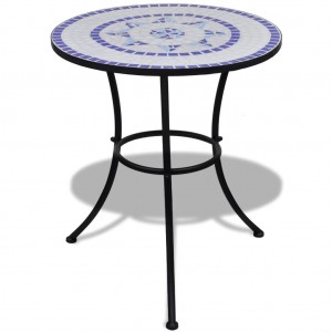 Set de mesa y sillas de jardín 3 pzas con mosaico azul y blanco H