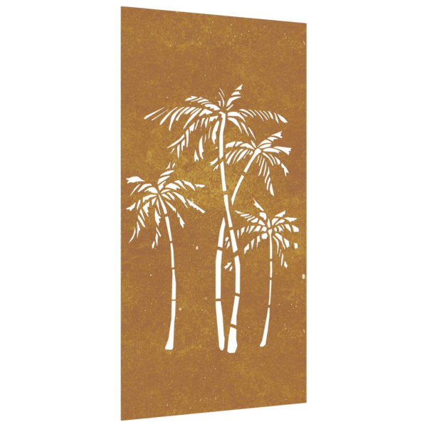 Decoração p/ muro de jardim 105x55cm aço corten design palmeira M 2