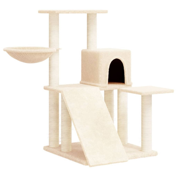 Rascador para gatos con postes de sisal color crema 82 cm D