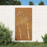 Decoração p/ muro de jardim 105x55 cm aço corten design flores 1