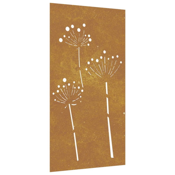 Decoração p/ muro de jardim 105x55 cm aço corten design flores M 2