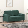 Sofá 2 lug. c/ almofadas decorativas 120 cm veludo verde-escuro 1