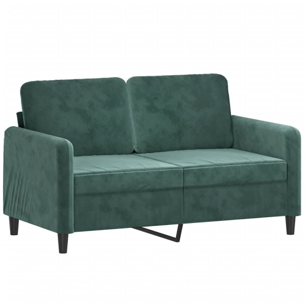 Sofá 2 lug. c/ almofadas decorativas 120 cm veludo verde-escuro M 4