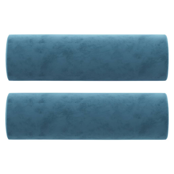 Sofá 2 lugares c/ almofadas decorativas 140 cm veludo azul M 5