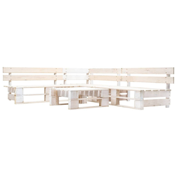 Set de muebles de jardín de palets 4 piezas madera blanco D