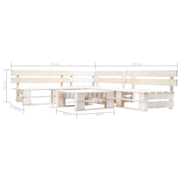 Set de muebles de jardín de palets 4 piezas madera blanco M 3