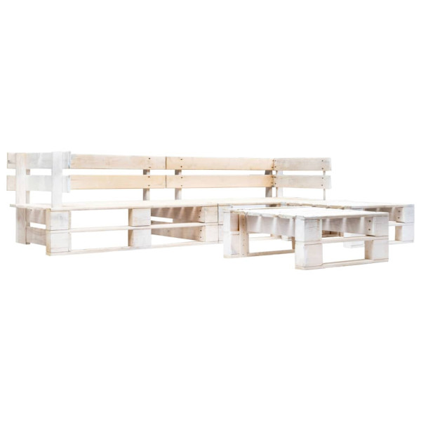 Set de muebles de palés para jardín 4 piezas madera blanco D