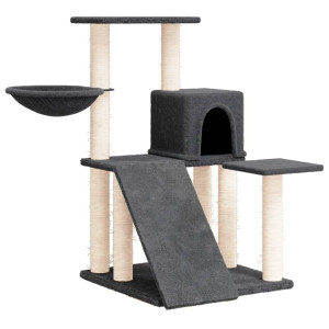 Árvore p/ gatos c/ postes arranhadores sisal 82 cm cinza-escuro H