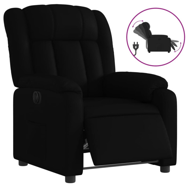 Sillón reclinable eléctrico de cuero sintético negro M 2