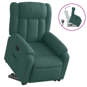 Sillón reclinable elevable tela verde oscuro H
