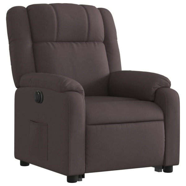 Sillón eléctrico reclinable elevable de tela marrón oscuro M 3