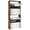 Mueble zapatero con espejo 4 niveles roble ahumado 63x17x134 cm 4