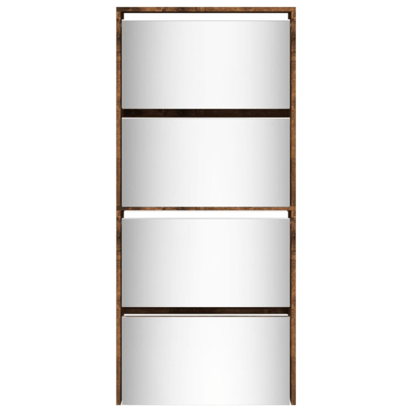 Mueble zapatero con espejo 4 niveles roble ahumado 63x17x134 cm M 5