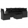 Set muebles de jardín 6 piezas y cojines ratán sintético negro 2