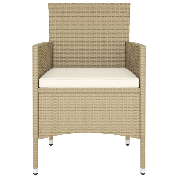 Set comedor jardín 5 pzas ratán sintético vidrio templado beige M 5