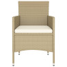 Set comedor jardín 5 pzas ratán sintético vidrio templado beige 5