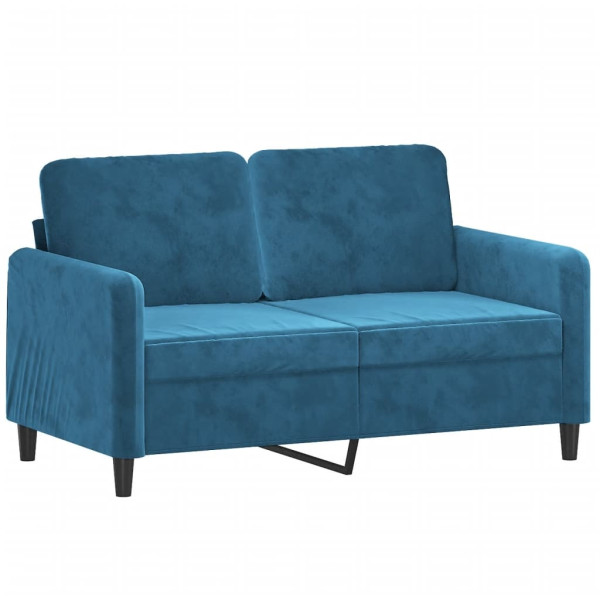 Sofá 2 lugares c/ almofadas decorativas 120 cm veludo azul M 4