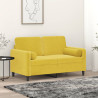 Sofá 2 lugares c/ almofadas decorativas 120 cm veludo amarelo 1