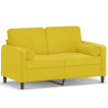 Sofá 2 lugares c/ almofadas decorativas 120 cm veludo amarelo 2