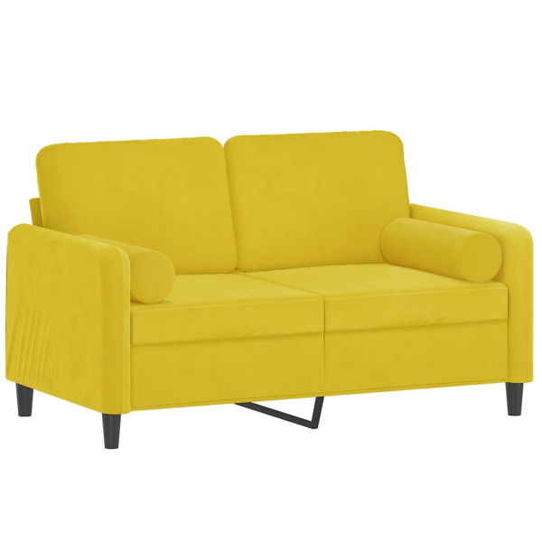 Sofá 2 lugares c/ almofadas decorativas 120 cm veludo amarelo M 3