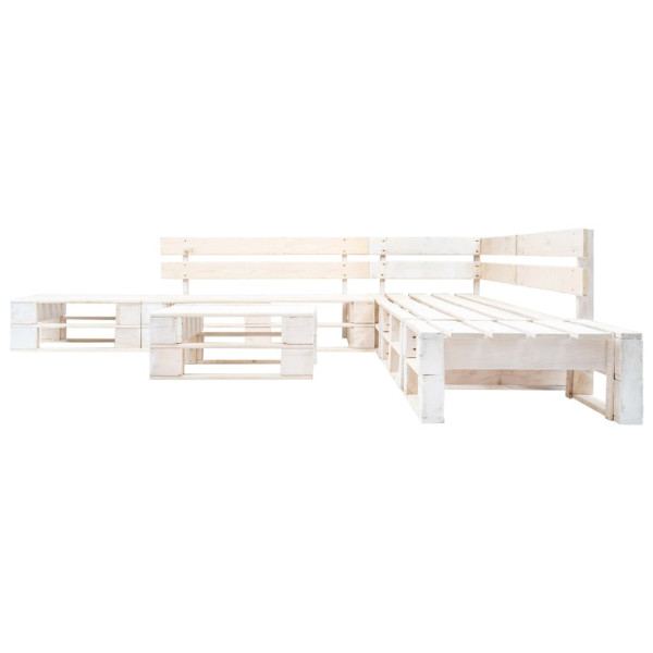 Sofás de paletes para jardim 6 pcs madeira branco M 2