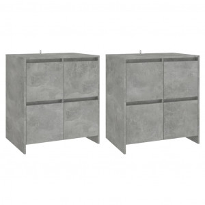 Aparadores 2 pcs 70x41x75 cm aglomerado cinzento cimento H