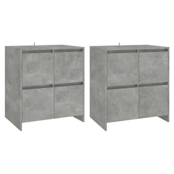Aparadores 2 pcs 70x41x75 cm aglomerado cinzento cimento M 2