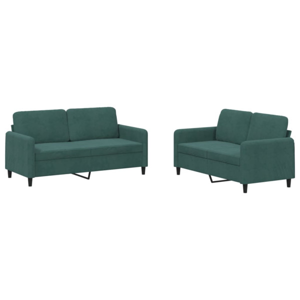 2 pcs conjunto de sofás veludo verde-escuro M 2