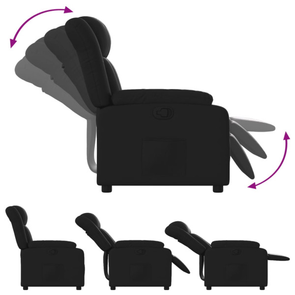 Sillón reclinable de cuero sintético negro M 4