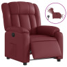Sillón reclinable eléctrico de cuero sintético rojo tinto 2