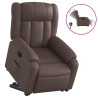 Sillón reclinable elevable eléctrico de cuero sintético marrón 2