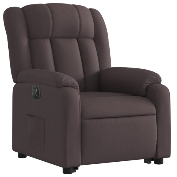 Sillón eléctrico reclinable elevable de tela marrón oscuro M 3