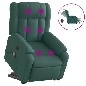 Sillón masaje eléctrico reclinable elevable tela verde oscuro H