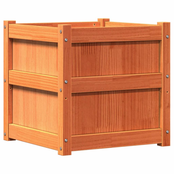 Jardineras de exterior 2 uds madera maciza de pino marrón cera M 5