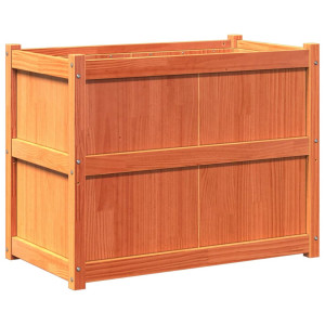 Jardinera exterior madera maciza pino marrón cera 90x50x70 cm H