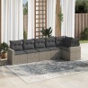 6 pcs conjunto sofás de jardim com almofadões vime cinzento 1