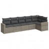Set de muebles de jardín 6 pzas y cojines ratán sintético gris 2