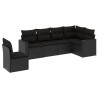 Set muebles de jardín 6 piezas y cojines ratán sintético negro 2
