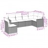 6 pcs conjunto sofás de jardim c/ almofadões vime PE preto 3